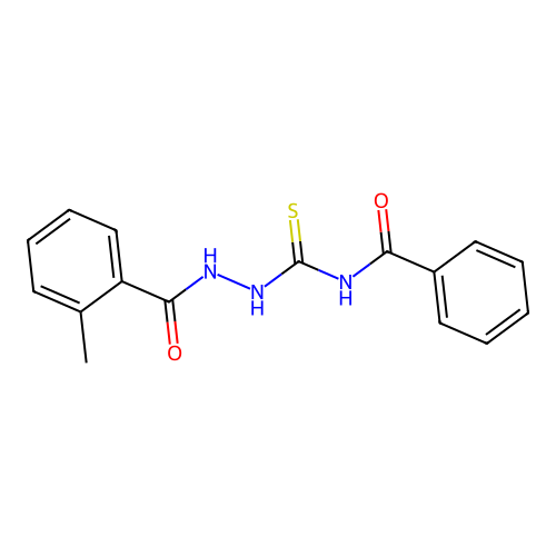 N-[[[(2-methylphenyl)-oxomethyl]hydrazo]-sulfanylidenemethyl]benzamide structure