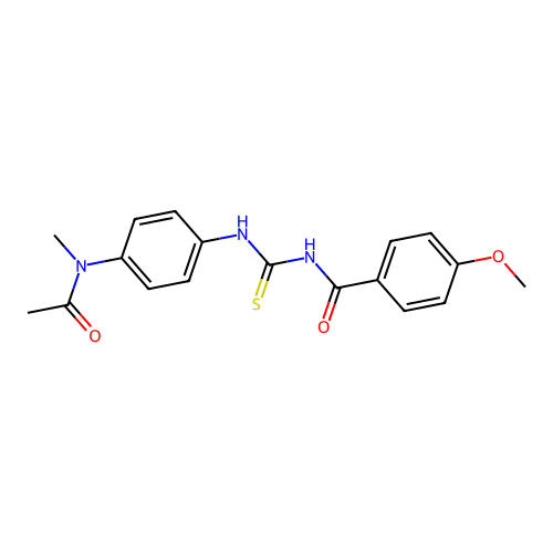 N-({4-[acetyl(methyl)amino]phenyl}carbamothioyl)-4-methoxybenzamide structure