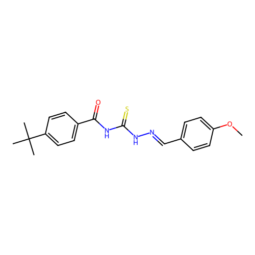 4-tert-butyl-N-{[(2E)-2-(4-methoxybenzylidene)hydrazinyl]carbonothioyl}benzamide structure