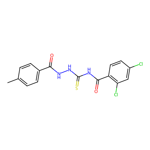 2,4-dichloro-N-{[2-(4-methylbenzoyl)hydrazino]carbothioyl}benzamide structure