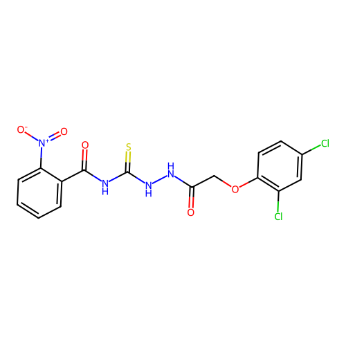 N-[[[2-(2,4-dichlorophenoxy)acetyl]amino]carbamothioyl]-2-nitrobenzamide structure