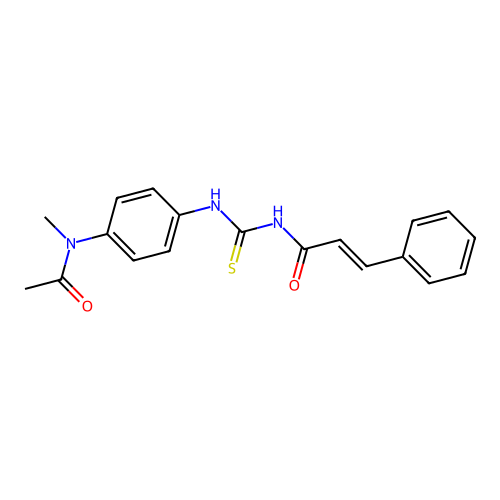 (2E)-N-({4-[acetyl(methyl)amino]phenyl}carbamothioyl)-3-phenylprop-2-enamide structure