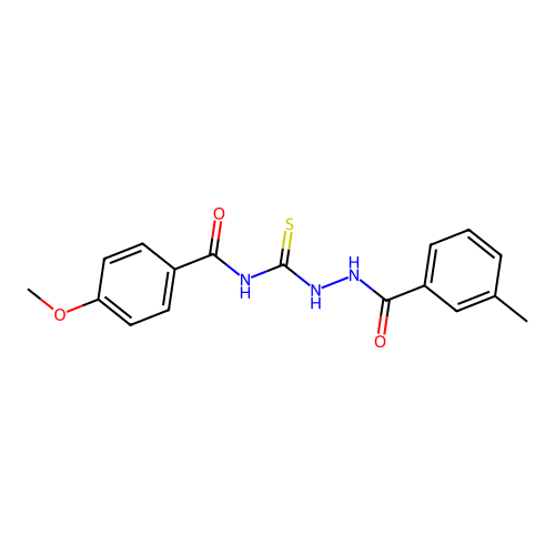 4-methoxy-N-{[2-(3-methylbenzoyl)hydrazino]carbothioyl}benzamide structure