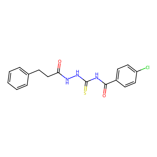 4-chloro-N-{[2-(3-phenylpropanoyl)hydrazino]carbothioyl}benzamide structure