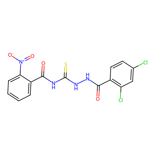 N-{[2-(2,4-dichlorobenzoyl)hydrazino]carbothioyl}-2-nitrobenzamide structure