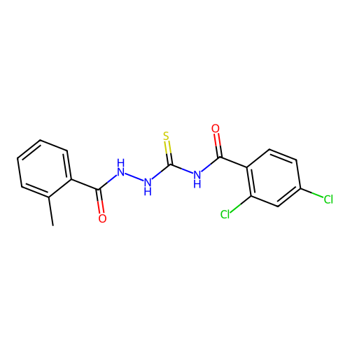 2,4-dichloro-N-{[2-(2-methylbenzoyl)hydrazino]carbothioyl}benzamide structure