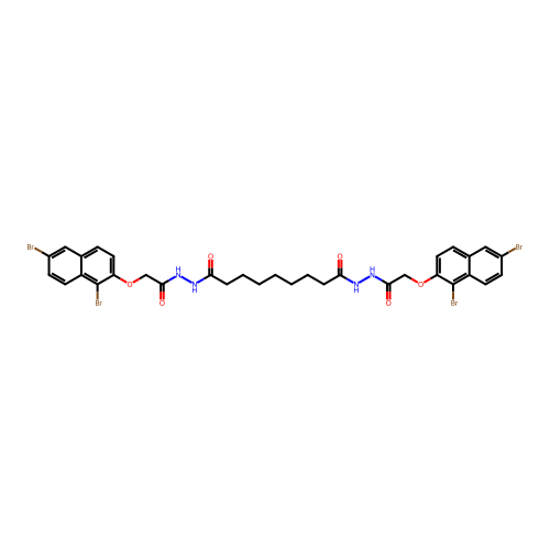 N'~1~,N'~9~-bis{[(1,6-dibromonaphthalen-2-yl)oxy]acetyl}nonanedihydrazide structure