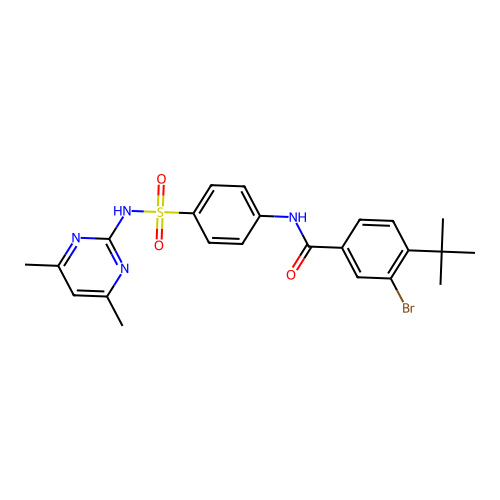 3-bromo-4-tert-butyl-N-(4-{[(4,6-dimethyl-2-pyrimidinyl)amino]sulfonyl}phenyl)benzamide structure