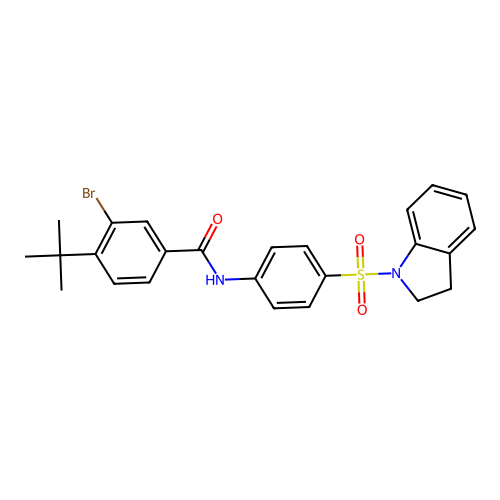 3-bromo-4-tert-butyl-N-[4-(2,3-dihydro-1H-indol-1-ylsulfonyl)phenyl]benzamide structure