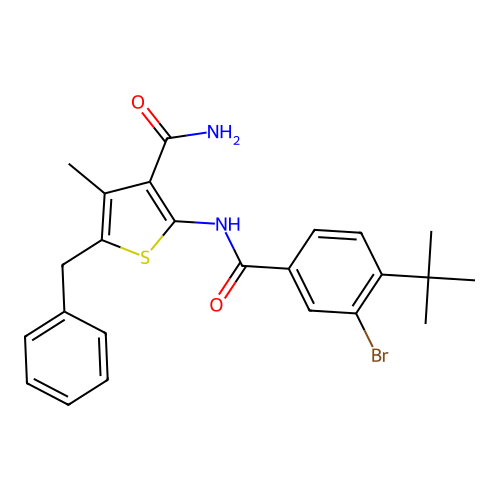 5-Benzyl-2-[(3-bromo-4-tert-butylbenzoyl)amino]-4-methyl-3-thiophenecarboxamide structure