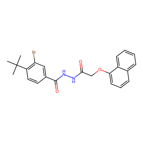3-bromo-4-tert-butyl-N'-[(naphthalen-1-yloxy)acetyl]benzohydrazide structure