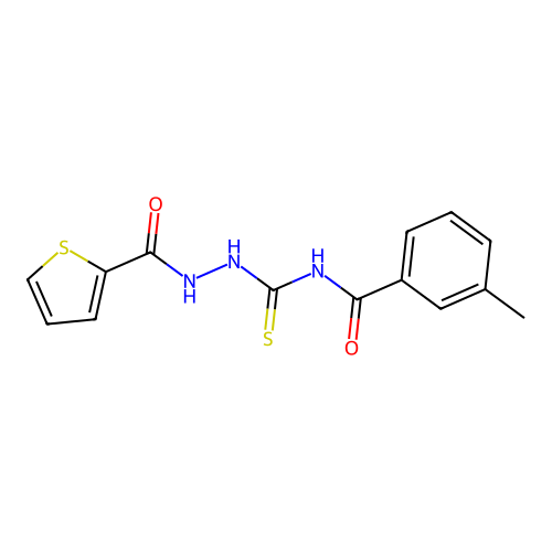 3-methyl-N-{[2-(2-thienylcarbonyl)hydrazino]carbothioyl}benzamide structure