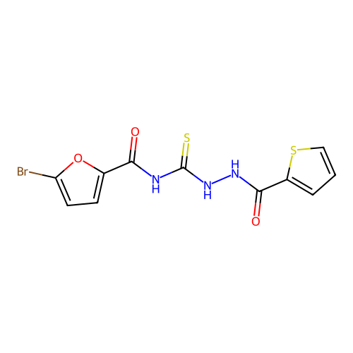 5-bromo-N-[(thiophene-2-carbonylamino)carbamothioyl]furan-2-carboxamide structure