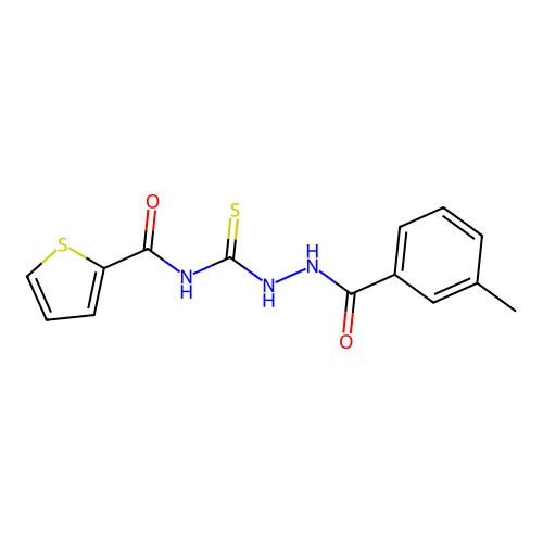 N-{[2-(3-methylbenzoyl)hydrazino]carbothioyl}thiophene-2-carboxamide structure