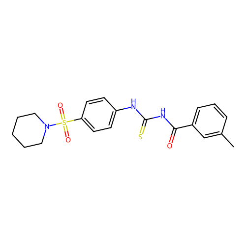 N-(3-methylbenzoyl)-N'-[4-(piperidin-1-ylsulfonyl)phenyl]thiourea structure