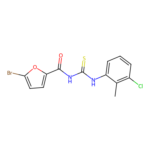 5-bromo-N-[(3-chloro-2-methylphenyl)carbamothioyl]furan-2-carboxamide structure