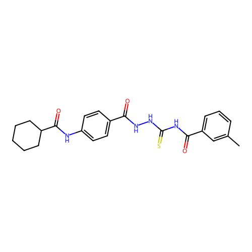 N-[[[4-(cyclohexanecarbonylamino)benzoyl]amino]carbamothioyl]-3-methylbenzamide structure