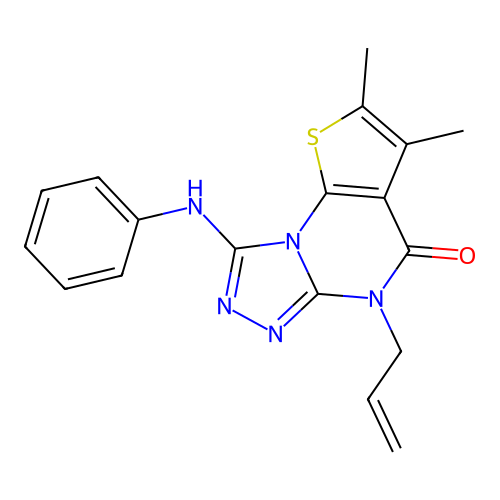5-allyl-8-anilino-2,3-dimethylthieno[3,2-e][1,2,4]triazolo[4,3-a]pyrimidin-4(5H)-one structure