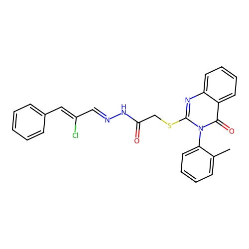 (E)-N'-((Z)-2-chloro-3-phenylallylidene)-2-((4-oxo-3-(o-tolyl)-3,4-dihydroquinazolin-2-yl)thio)acetohydrazide structure