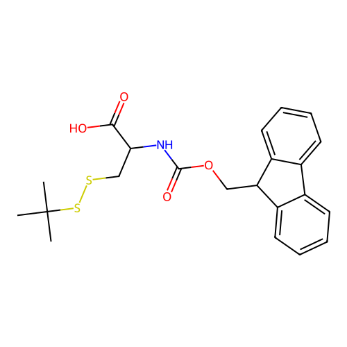 3-(tert-butyldisulfanyl)-2-(9H-fluoren-9-ylmethoxycarbonylamino)propanoic acid structure