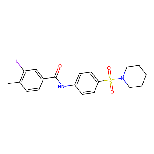 3-iodo-4-methyl-N-[4-(1-piperidinylsulfonyl)phenyl]benzamide structure