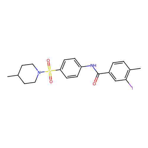 3-iodo-4-methyl-N-{4-[(4-methyl-1-piperidinyl)sulfonyl]phenyl}benzamide structure