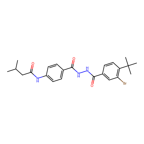 N-(4-{[2-(3-bromo-4-tert-butylbenzoyl)hydrazino]carbonyl}phenyl)-3-methylbutanamide structure