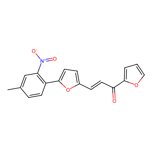 (E)-1-(furan-2-yl)-3-[5-(4-methyl-2-nitrophenyl)furan-2-yl]prop-2-en-1-one structure