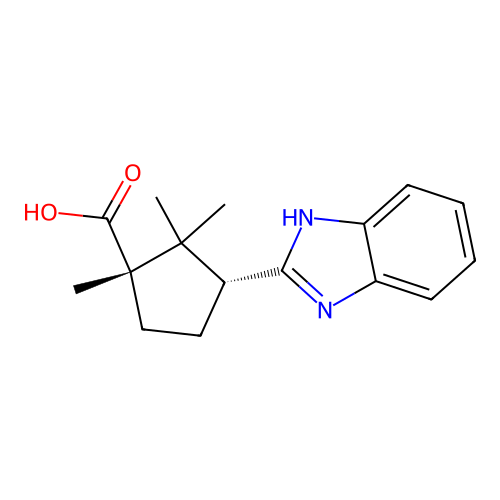 (1S,3R)-3-(1H-benzimidazol-2-yl)-1,2,2-trimethylcyclopentane-1-carboxylic acid structure