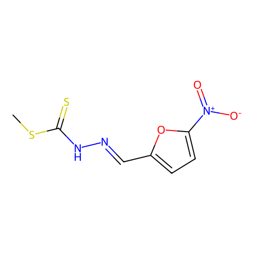 Carbazic acid, 3-(5-nitrofurfurylidene)dithio-, methyl ester structure