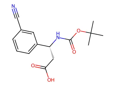 (R)-3-((tert-Butoxycarbonyl)amino)-3-(3-cyanophenyl)propanoic acid structure