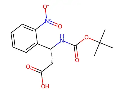 (R)-3-((tert-Butoxycarbonyl)amino)-3-(2-nitrophenyl)propanoic acid structure