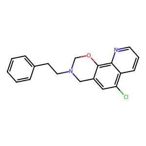 6-chloro-3-phenethyl-3,4-dihydro-2H-[1,3]oxazino[5,6-h]quinoline structure