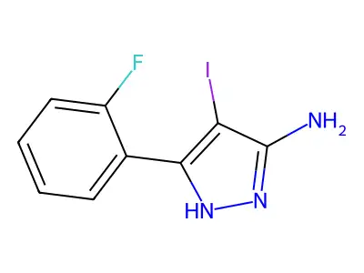 5-(2-fluorophenyl)-4-iodo-1H-pyrazol-3-amine structure