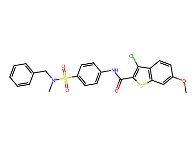 N-(4-{[benzyl(methyl)amino]sulfonyl}phenyl)-3-chloro-6-methoxy-1-benzothiophene-2-carboxamide structure
