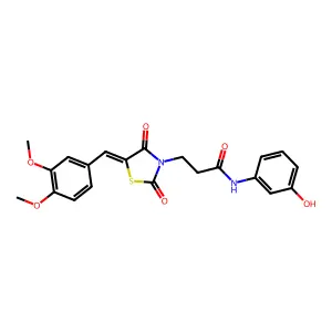 3-[5-(3,4-dimethoxybenzylidene)-2,4-dioxo-1,3-thiazolidin-3-yl]-N-(3-hydroxyphenyl)propanamide structure