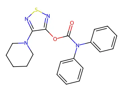 4-(Piperidin-1-yl)-1,2,5-thiadiazol-3-yl diphenylcarbamate structure