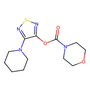 4-(Piperidin-1-yl)-1,2,5-thiadiazol-3-yl morpholine-4-carboxylate structure