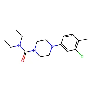 4-(3-chloro-4-methylphenyl)-N,N-diethylpiperazine-1-carboxamide structure