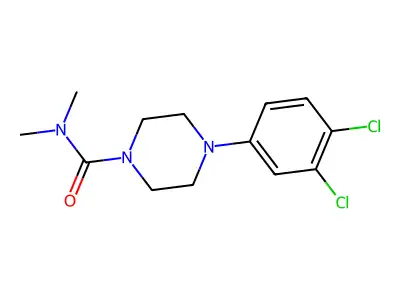 4-(3,4-dichlorophenyl)-N,N-dimethylpiperazine-1-carboxamide structure