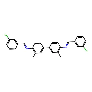 N,N'-bis[(E)-(3-chlorophenyl)methylidene]-3,3'-dimethylbiphenyl-4,4'-diamine structure