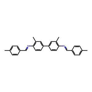 3,3'-dimethyl-N,N'-bis[(E)-(4-methylphenyl)methylidene]biphenyl-4,4'-diamine structure