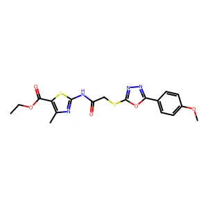 ethyl 2-(2-((5-(4-methoxyphenyl)-1,3,4-oxadiazol-2-yl)thio)acetamido)-4-methylthiazole-5-carboxylate structure