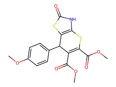 dimethyl 7-(4-methoxyphenyl)-2-oxo-3,7-dihydro-2H-thiopyrano[2,3-d]thiazole-5,6-dicarboxylate structure