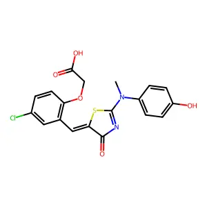 (Z)-2-(4-chloro-2-((2-((4-hydroxyphenyl)(methyl)amino)-4-oxothiazol-5(4H)-ylidene)methyl)phenoxy)acetic acid structure