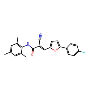 2-cyano-3-[5-(4-fluorophenyl)furan-2-yl]-N-(2,4,6-trimethylphenyl)prop-2-enamide structure