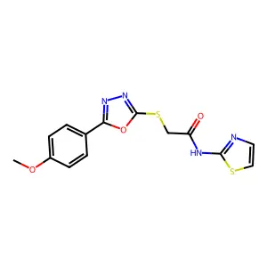 2-{[5-(4-methoxyphenyl)-1,3,4-oxadiazol-2-yl]sulfanyl}-N-(1,3-thiazol-2-yl)acetamide structure
