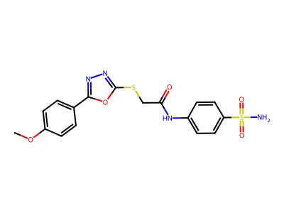 2-((5-(4-methoxyphenyl)-1,3,4-oxadiazol-2-yl)thio)-N-(4-sulfamoylphenyl)acetamide structure