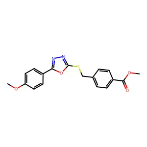 Methyl 4-{[5-(4-methoxyphenyl)-1,3,4-oxadiazol-2-ylthio]methyl}benzoate structure