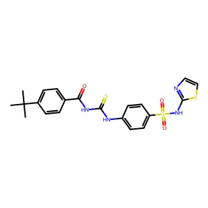 4-(tert-butyl)-N-((4-(N-(thiazol-2-yl)sulfamoyl)phenyl)carbamothioyl)benzamide structure